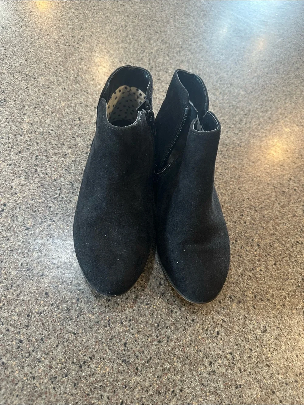 Black Suede Ankle Booties - Classic Side-Zip